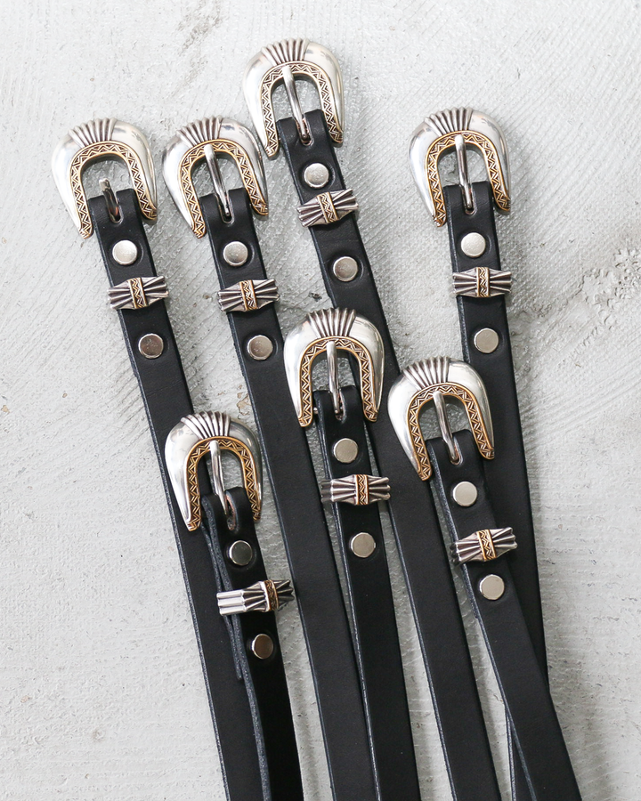 MOONSHINE LEATHER Made In USA Del Rio Buckle Western Leather Long Belt Black