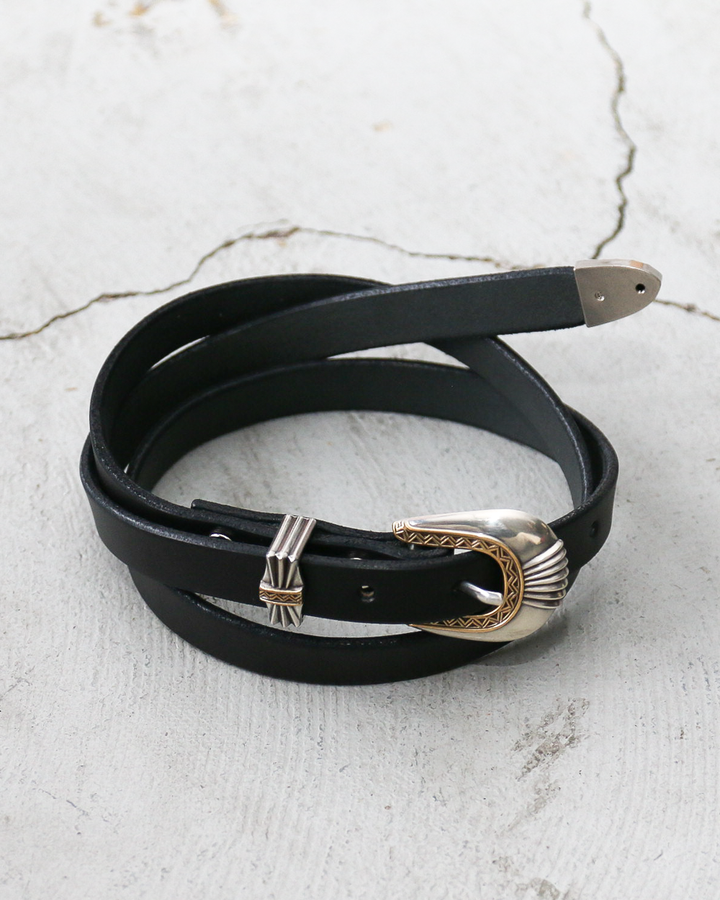 MOONSHINE LEATHER Made In USA Del Rio Buckle Western Leather Long Belt Black