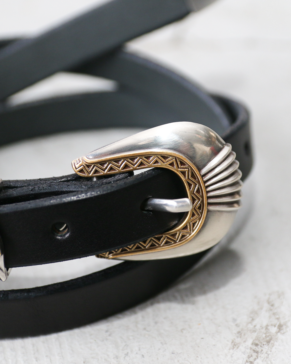 MOONSHINE LEATHER Made In USA Del Rio Buckle Western Leather Long Belt Black