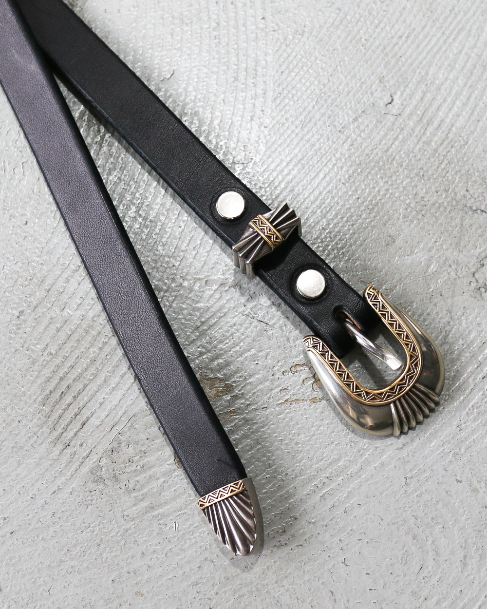 MOONSHINE LEATHER Made In USA Del Rio Buckle Western Leather Long Belt Black
