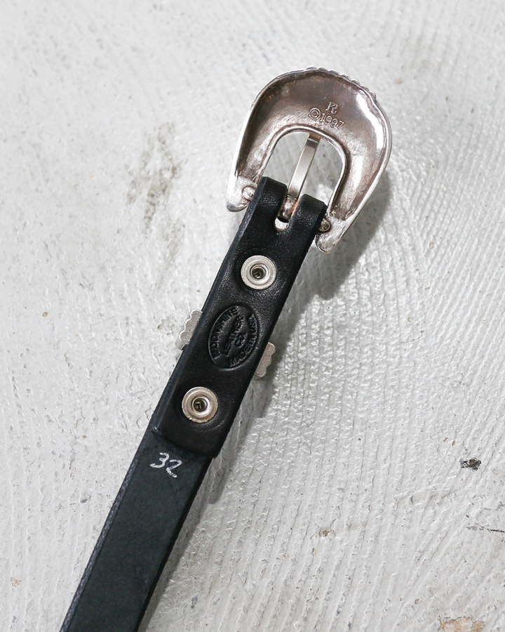 MOONSHINE LEATHER Made In USA Del Rio Buckle Western Leather Long Belt Black