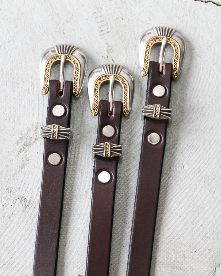 MOONSHINE LEATHER Made In USA Del Rio Buckle Western Leather Long Belt Choco