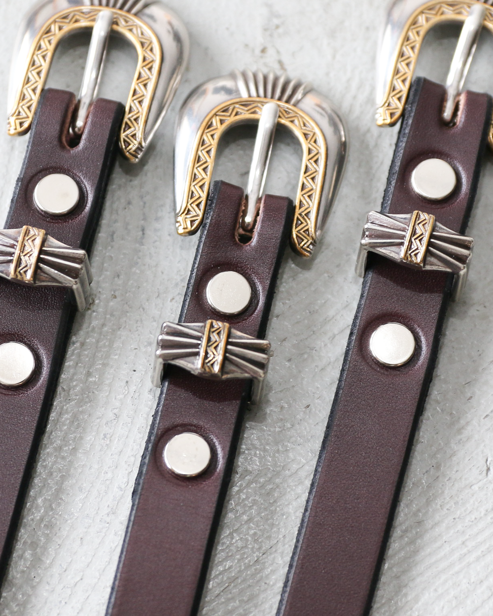 MOONSHINE LEATHER Made In USA Del Rio Buckle Western Leather Long Belt Choco