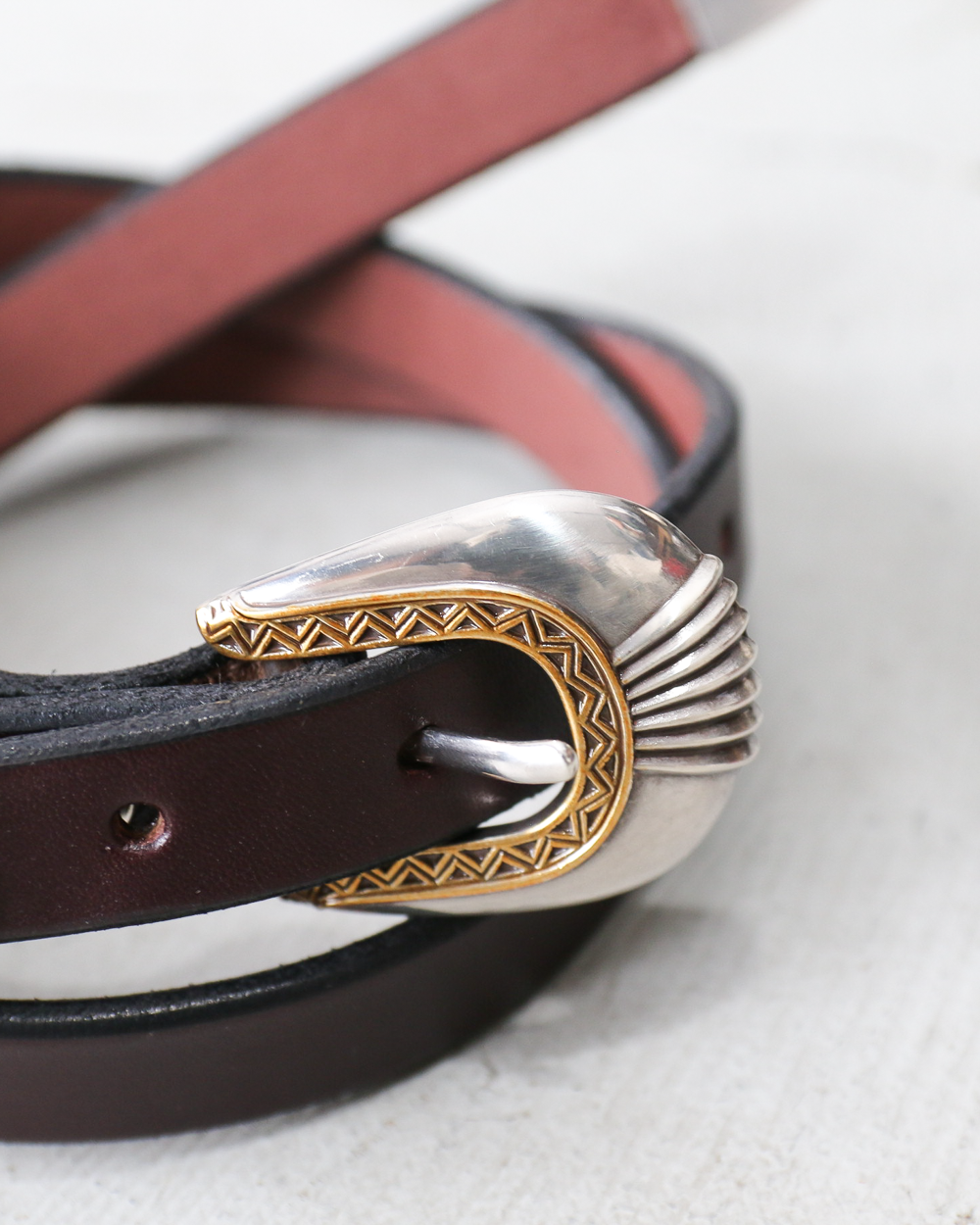 MOONSHINE LEATHER Made In USA Del Rio Buckle Western Leather Long Belt Choco