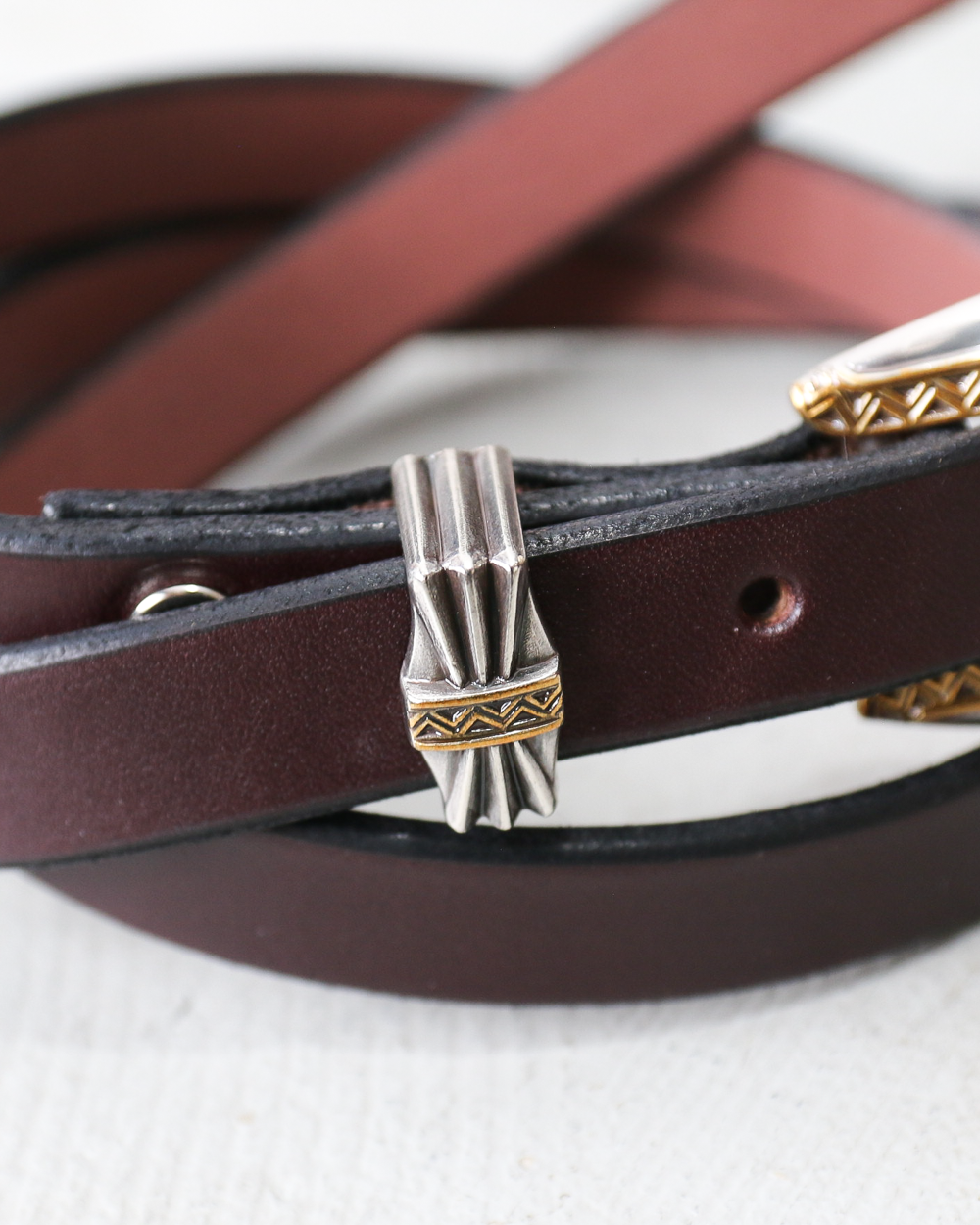 MOONSHINE LEATHER Made In USA Del Rio Buckle Western Leather Long Belt Choco