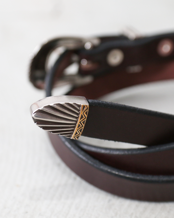 MOONSHINE LEATHER Made In USA Del Rio Buckle Western Leather Long Belt Choco