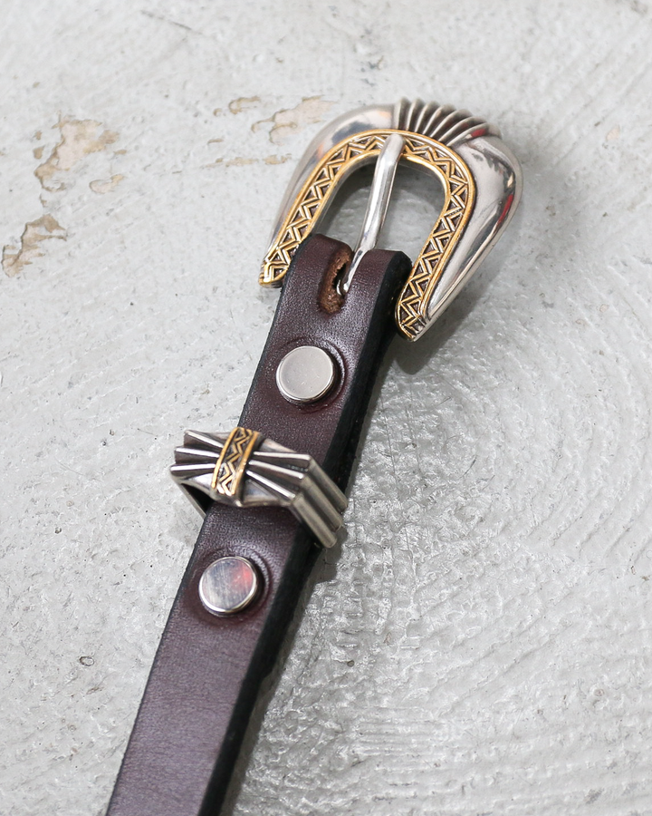 MOONSHINE LEATHER Made In USA Del Rio Buckle Western Leather Long Belt Choco