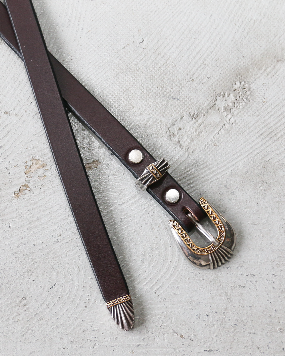 MOONSHINE LEATHER Made In USA Del Rio Buckle Western Leather Long Belt Choco