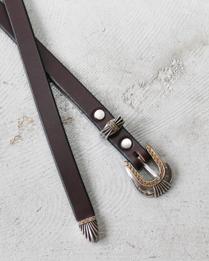MOONSHINE LEATHER Made In USA Del Rio Buckle Western Leather Long Belt Choco