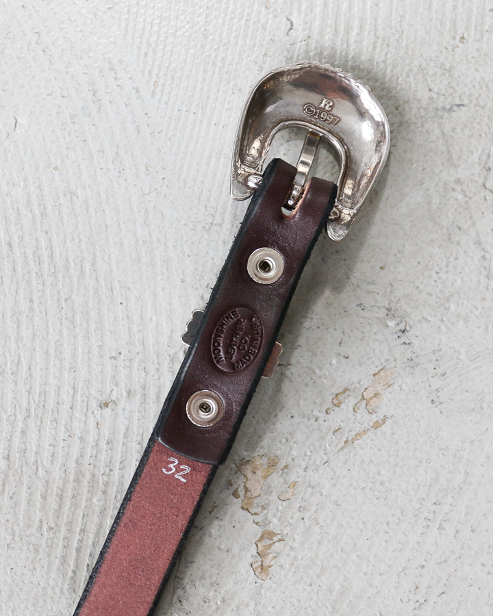 MOONSHINE LEATHER Made In USA Del Rio Buckle Western Leather Long Belt Choco