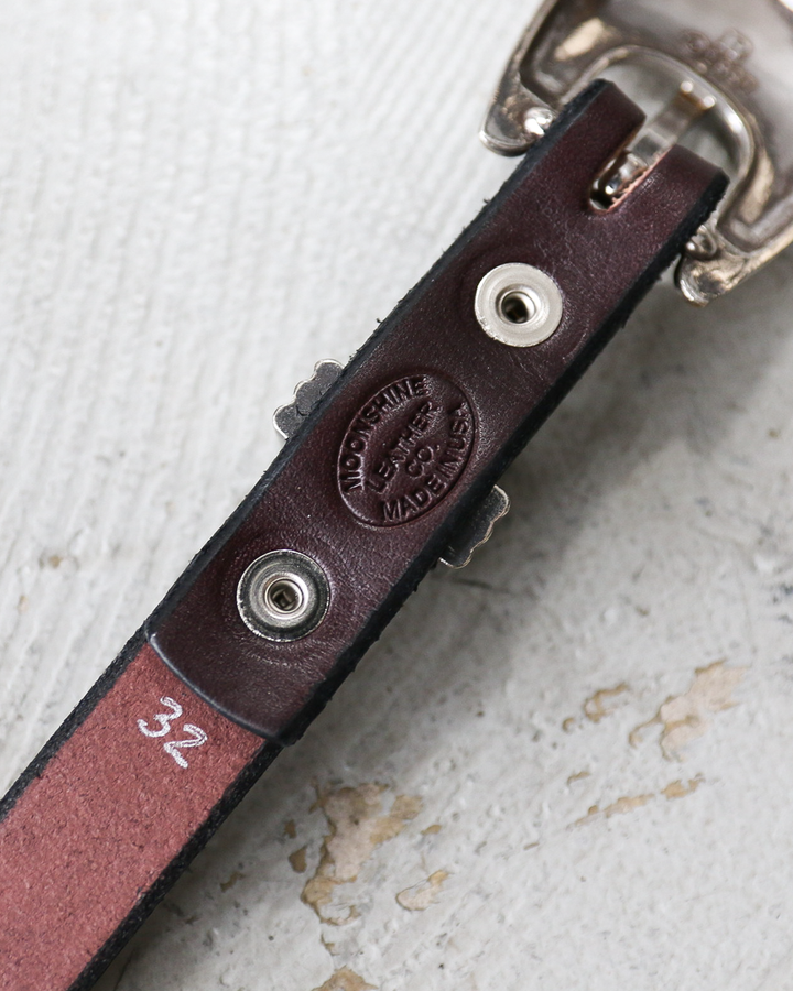 MOONSHINE LEATHER Made In USA Del Rio Buckle Western Leather Long Belt Choco