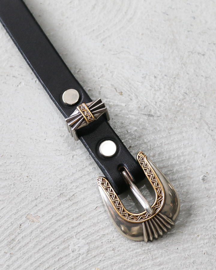 MOONSHINE LEATHER Made In USA Del Rio Buckle Western Leather Long Belt Black