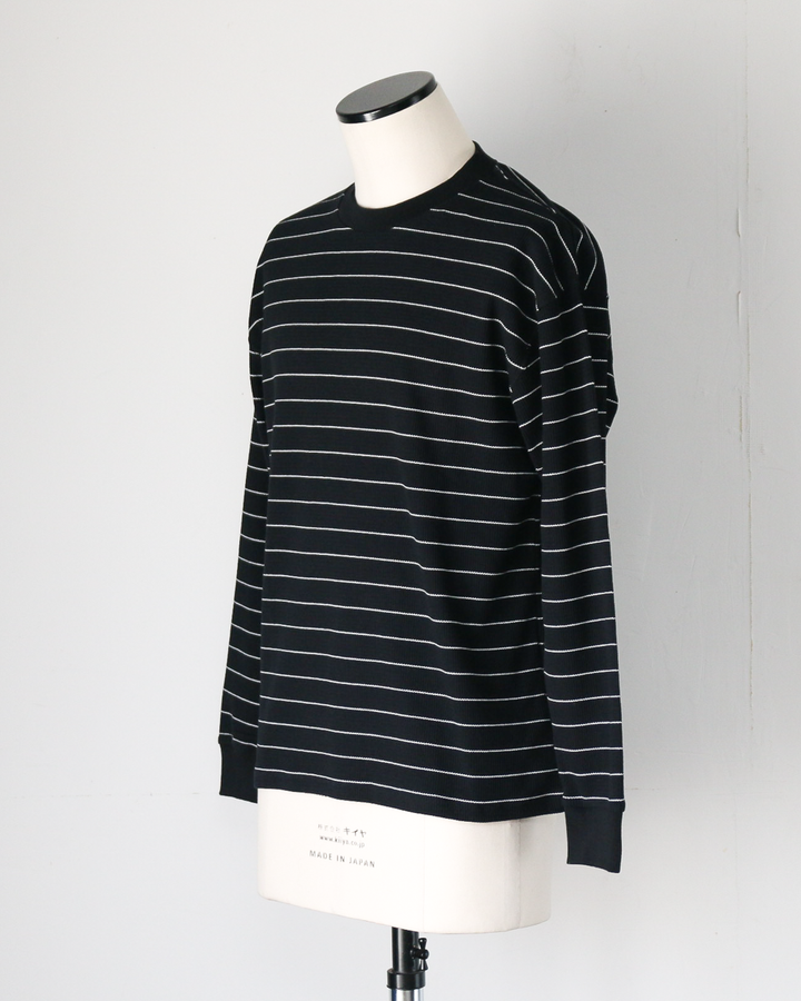 Mr.OLDMAN ミスターオールドマン Long Sleeve Waffle Border Tee Black