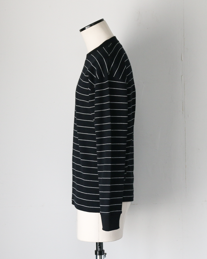 Mr.OLDMAN ミスターオールドマン Long Sleeve Waffle Border Tee Black