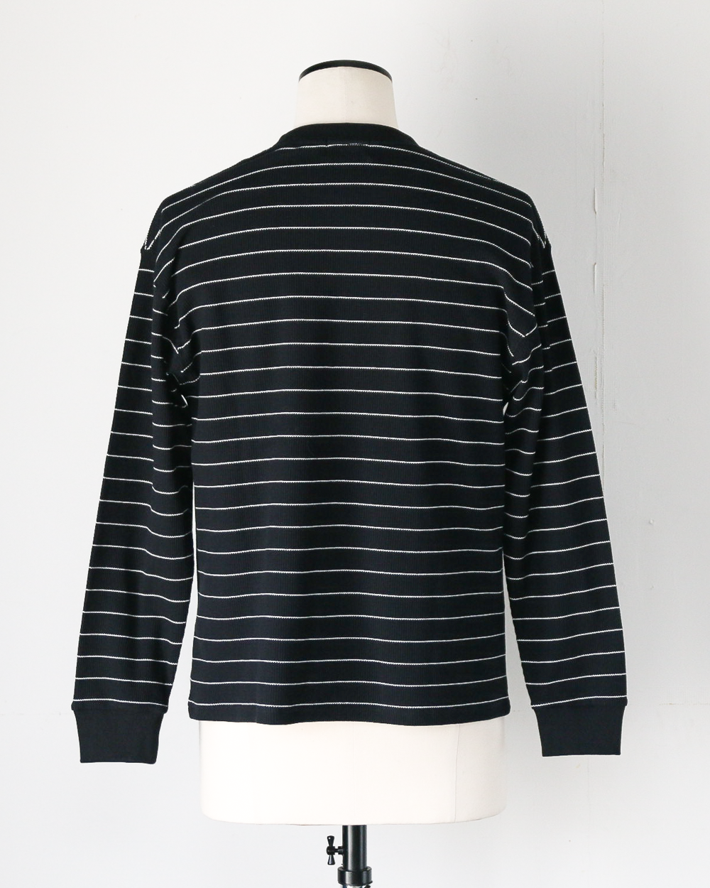 Mr.OLDMAN ミスターオールドマン Long Sleeve Waffle Border Tee Black