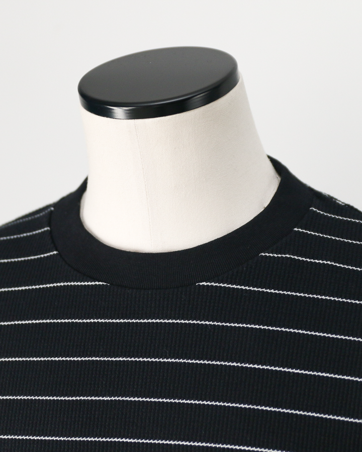 Mr.OLDMAN ミスターオールドマン Long Sleeve Waffle Border Tee Black