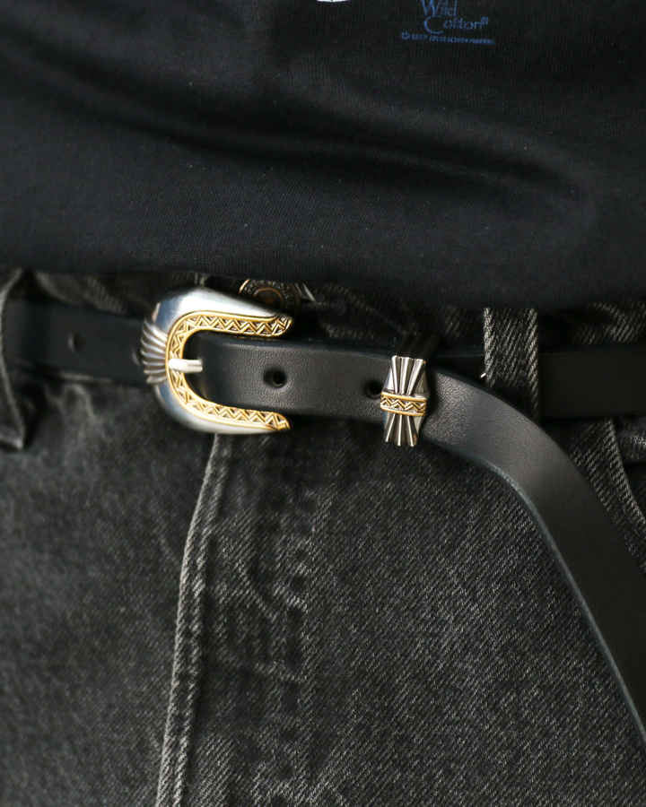 MOONSHINE LEATHER Made In USA Del Rio Buckle Western Leather Long Belt Black