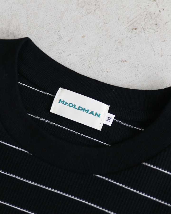 Mr.OLDMAN ミスターオールドマン Long Sleeve Waffle Border Tee Black