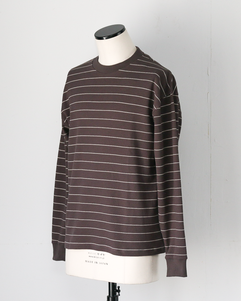 Mr.OLDMAN ミスターオールドマン Long Sleeve Waffle Border Tee Grey