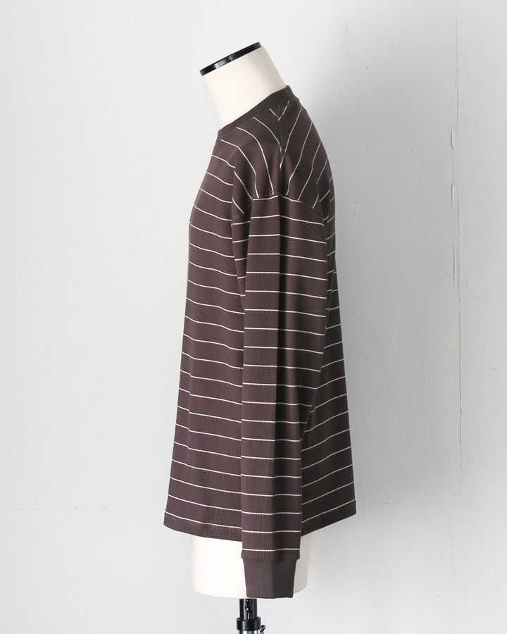 Mr.OLDMAN ミスターオールドマン Long Sleeve Waffle Border Tee Grey