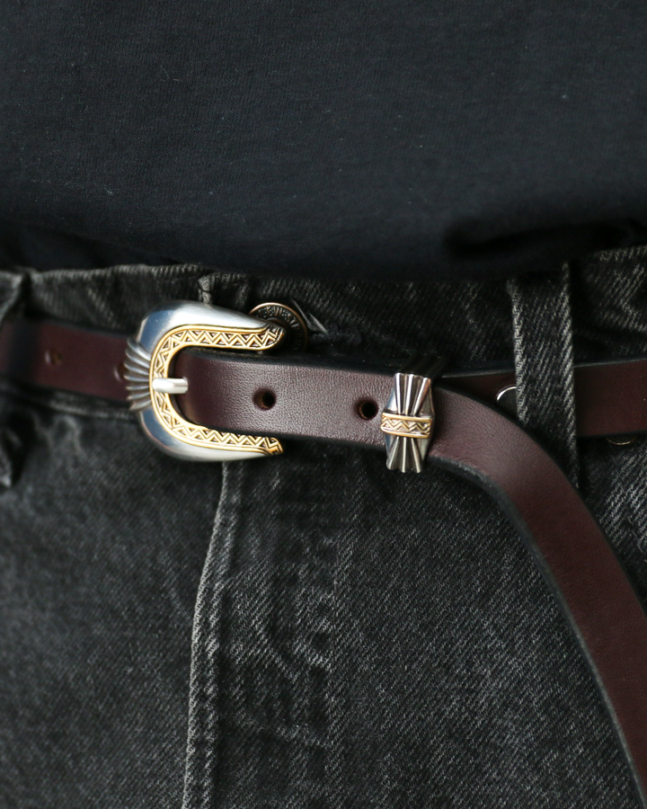 MOONSHINE LEATHER Made In USA Del Rio Buckle Western Leather Long Belt Choco