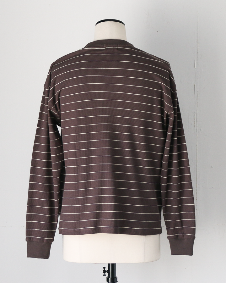 Mr.OLDMAN ミスターオールドマン Long Sleeve Waffle Border Tee Grey