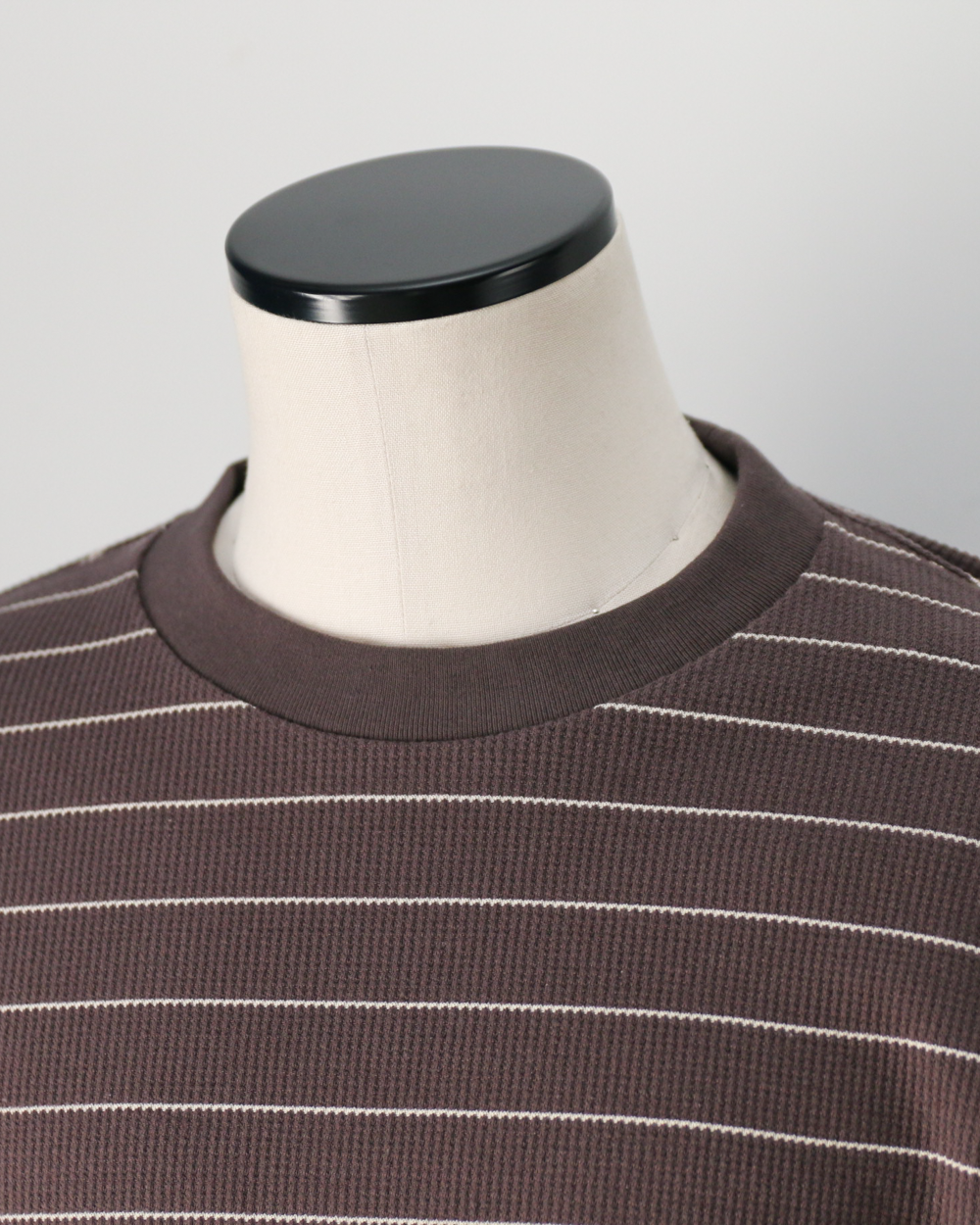 Mr.OLDMAN ミスターオールドマン Long Sleeve Waffle Border Tee Grey