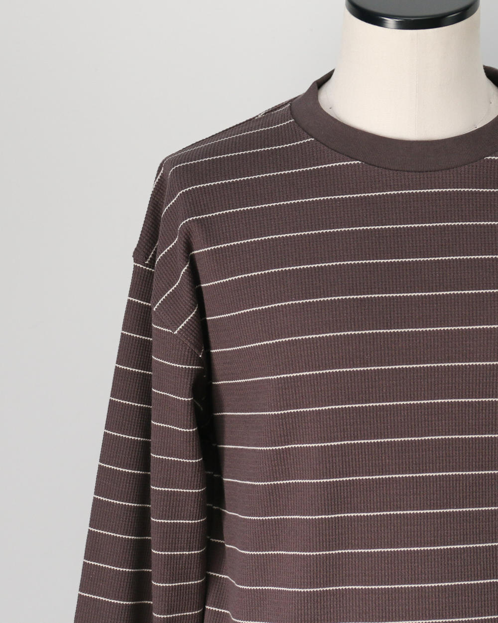 Mr.OLDMAN ミスターオールドマン Long Sleeve Waffle Border Tee Grey