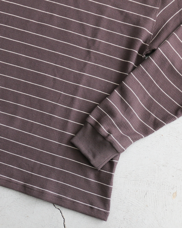 Mr.OLDMAN ミスターオールドマン Long Sleeve Waffle Border Tee Grey