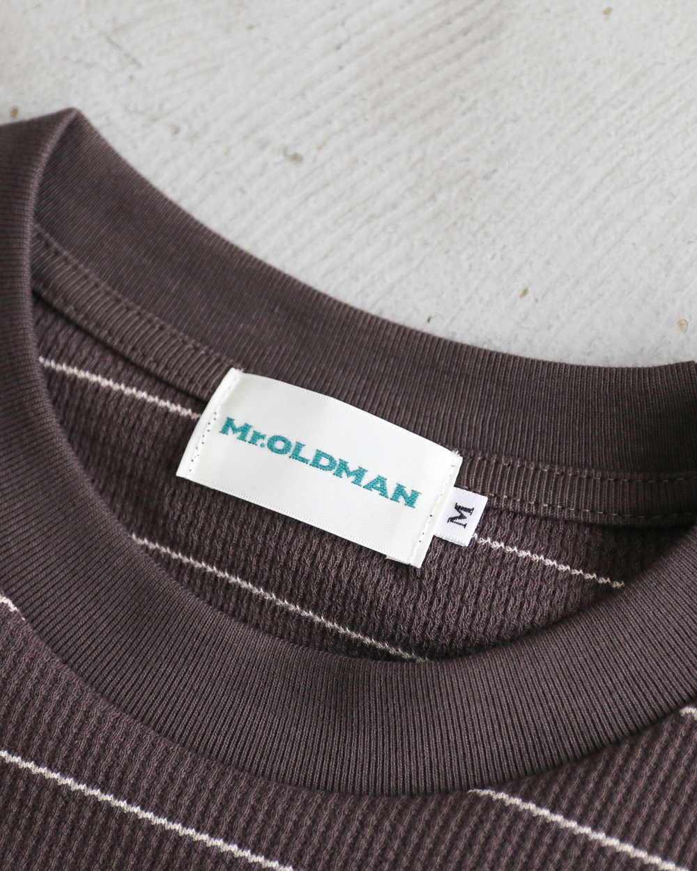 Mr.OLDMAN ミスターオールドマン Long Sleeve Waffle Border Tee Grey