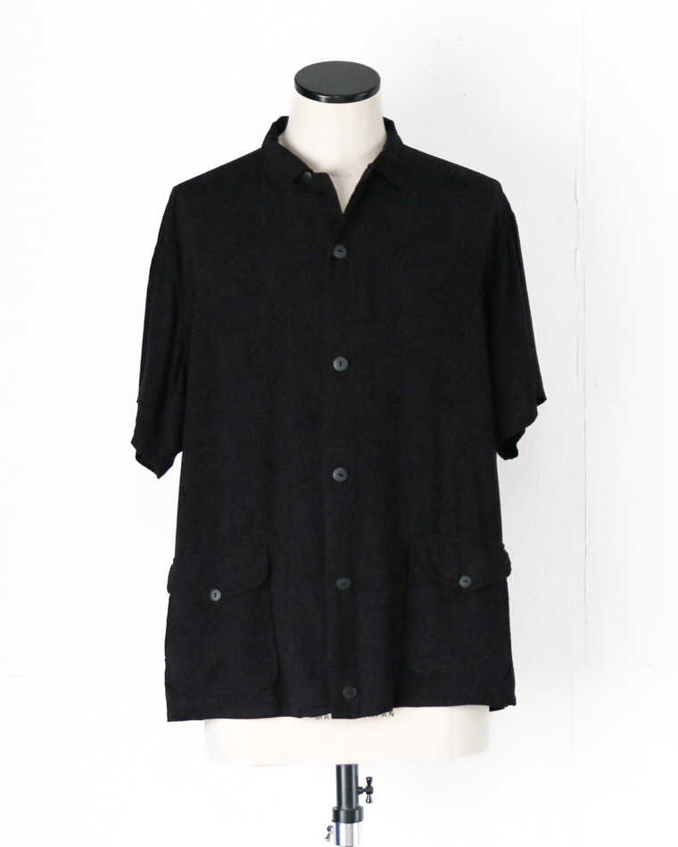 TOWN CRAFT PRINTED BEACH SHIRT Black