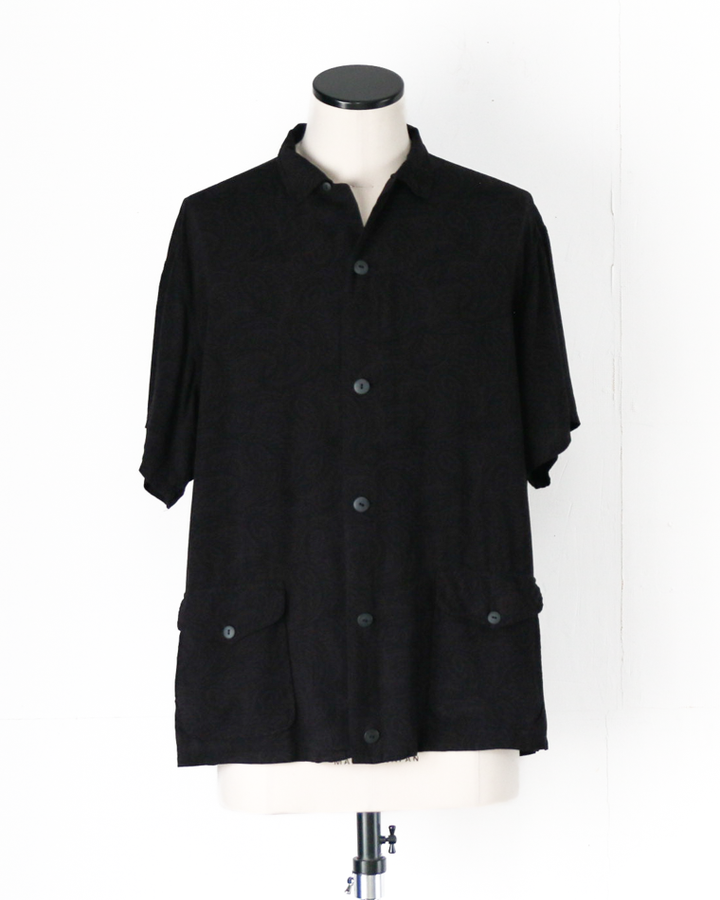 TOWN CRAFT PRINTED BEACH SHIRT Black