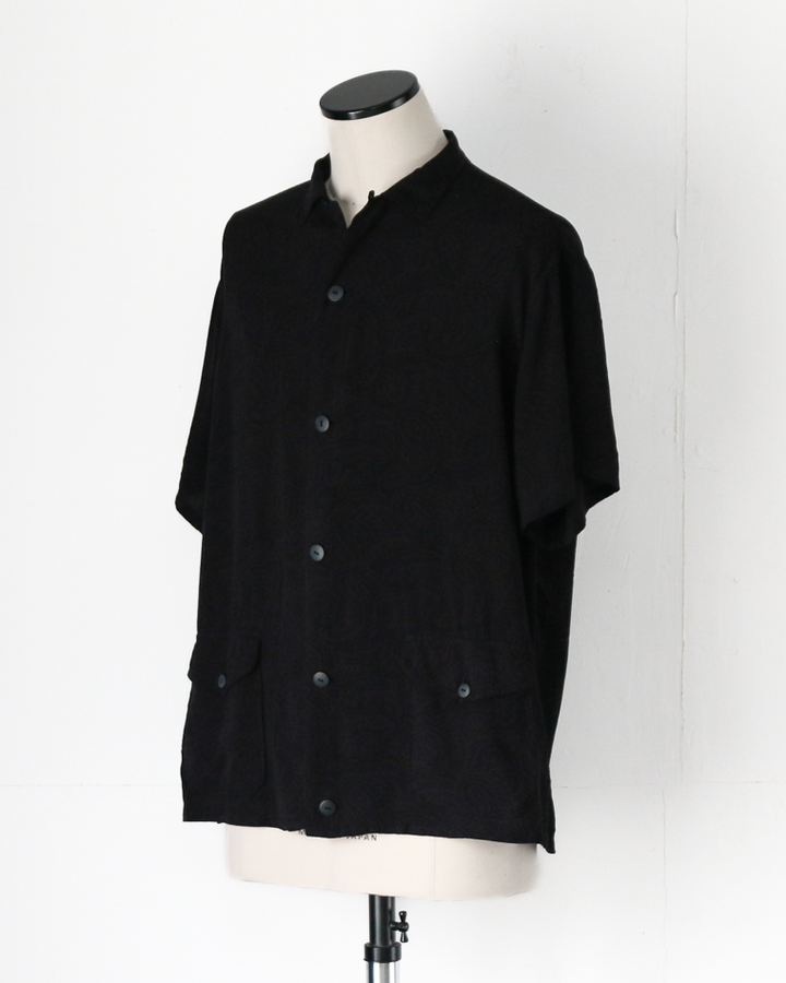 TOWN CRAFT PRINTED BEACH SHIRT Black