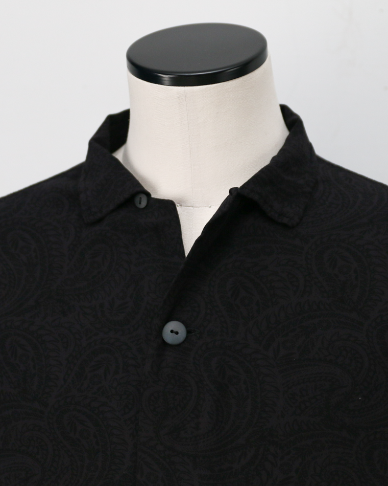 TOWN CRAFT PRINTED BEACH SHIRT Black