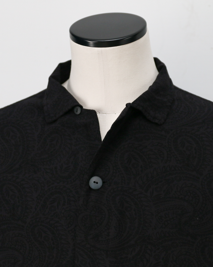 TOWN CRAFT PRINTED BEACH SHIRT Black