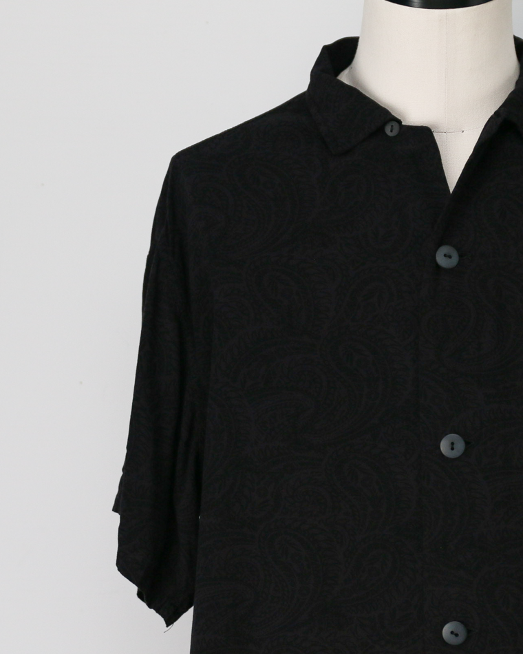 TOWN CRAFT PRINTED BEACH SHIRT Black