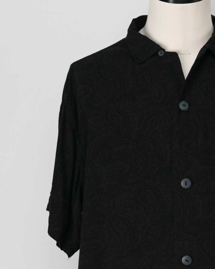 TOWN CRAFT PRINTED BEACH SHIRT Black