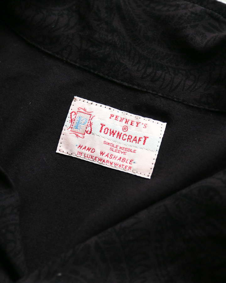 TOWN CRAFT PRINTED BEACH SHIRT Black