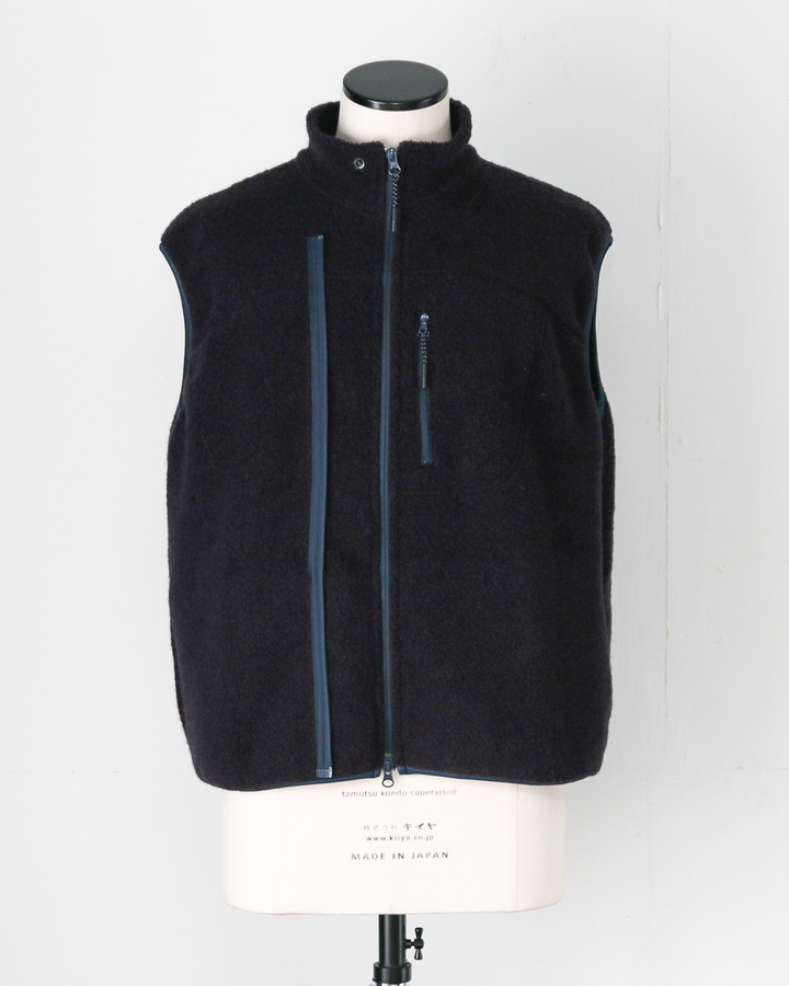 melple メイプル Marced Wool Vest Navy Brown