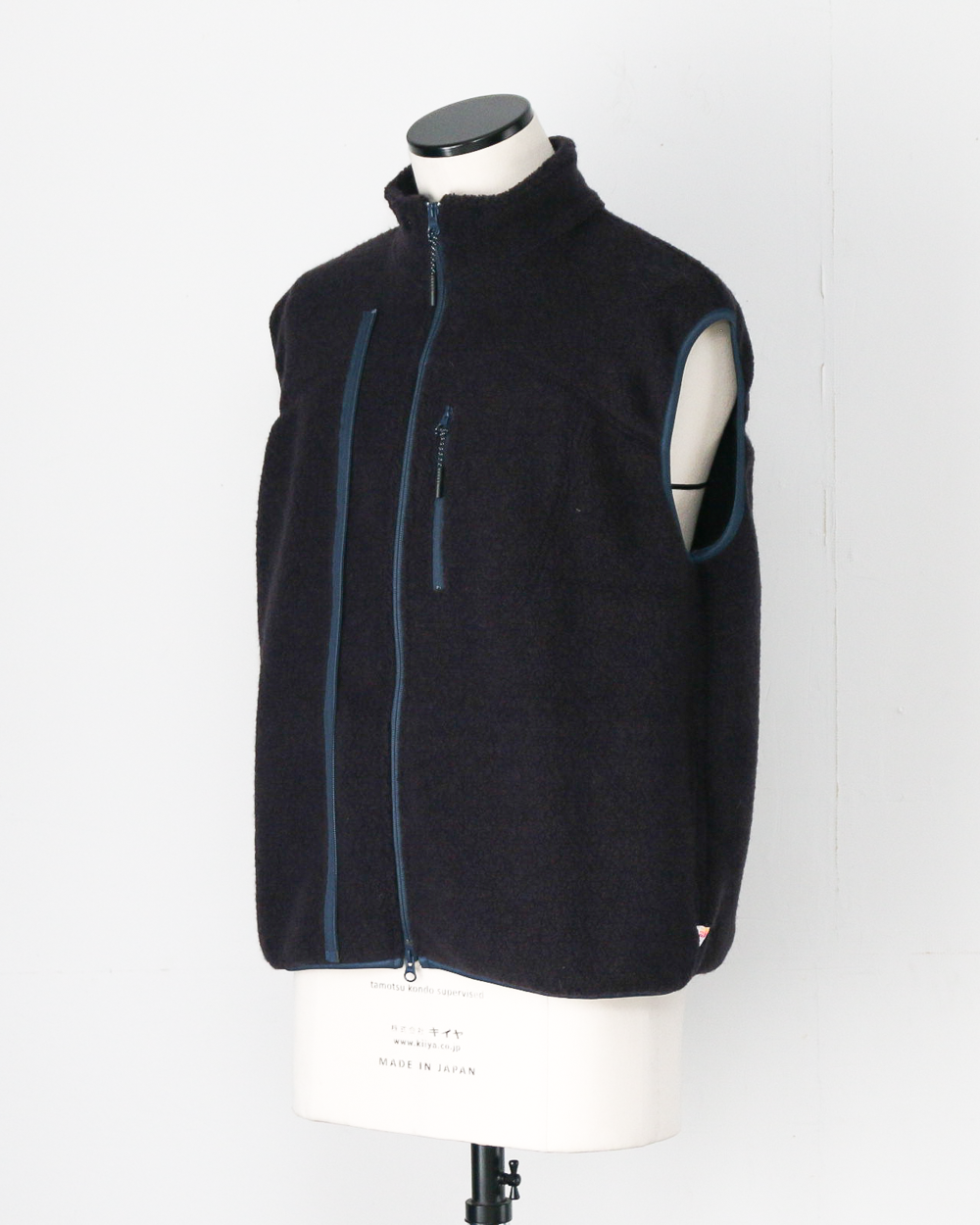 melple メイプル Marced Wool Vest Navy Brown