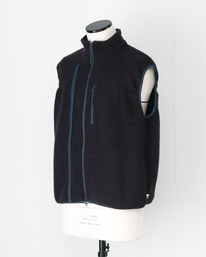 melple メイプル Marced Wool Vest Navy Brown