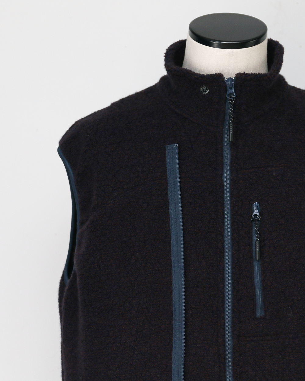 melple メイプル Marced Wool Vest Navy Brown