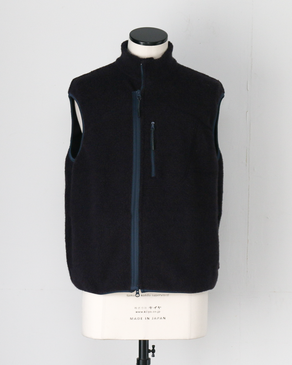 melple メイプル Marced Wool Vest Navy Brown