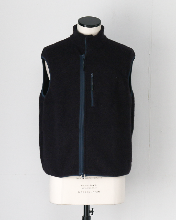 melple メイプル Marced Wool Vest Navy Brown