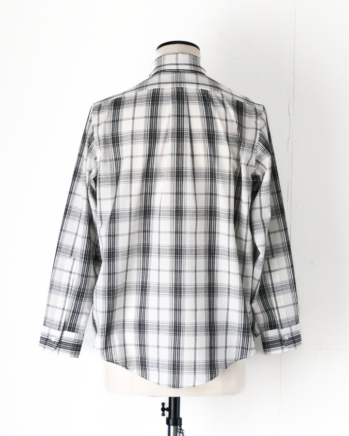 BURLAP OUTFITTER SEERSUKER PLAID B.D. SHIRT White×Black