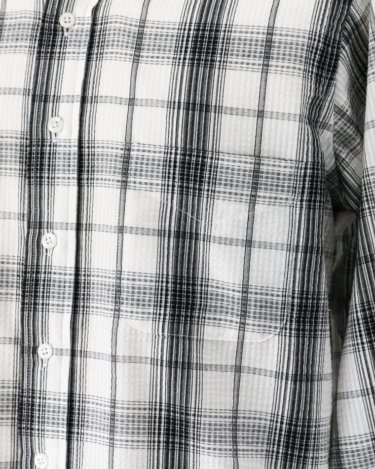 BURLAP OUTFITTER SEERSUKER PLAID B.D. SHIRT White×Black