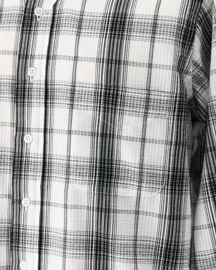 BURLAP OUTFITTER SEERSUKER PLAID B.D. SHIRT White×Black