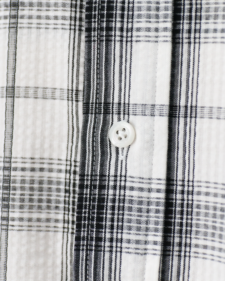 BURLAP OUTFITTER SEERSUKER PLAID B.D. SHIRT White×Black
