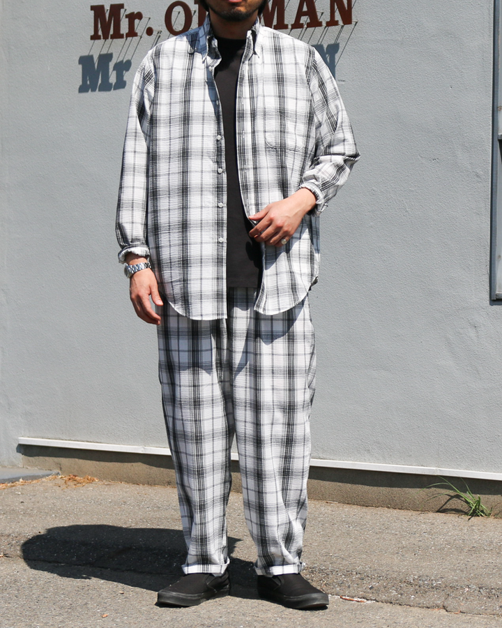 BURLAP OUTFITTER SEERSUCKER PLAID TRACK PANT White×Black