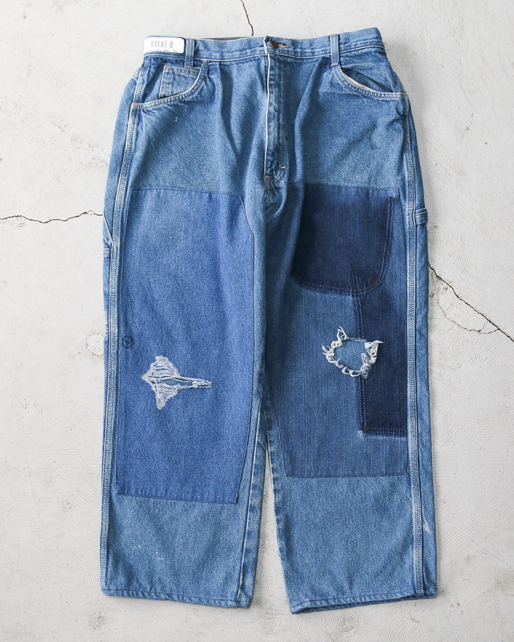 SUNNY SIDE UP REMAKE DENIM PAINTER PANTS Size 4